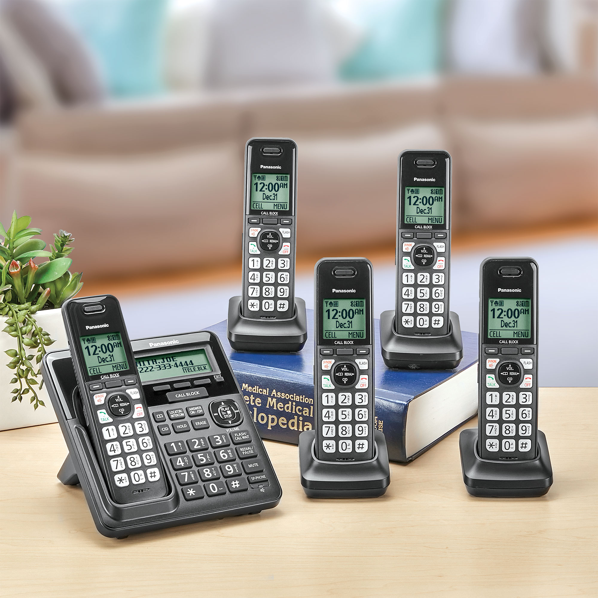 Panasonic 5-Handset Phone System with Answering Machine