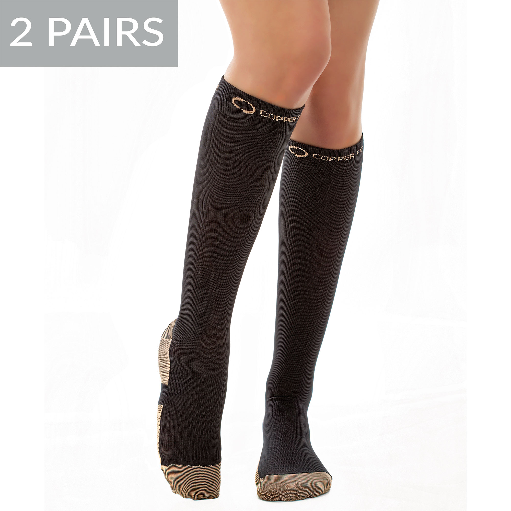 Copper Fit Black Compression Socks - 2 Pair