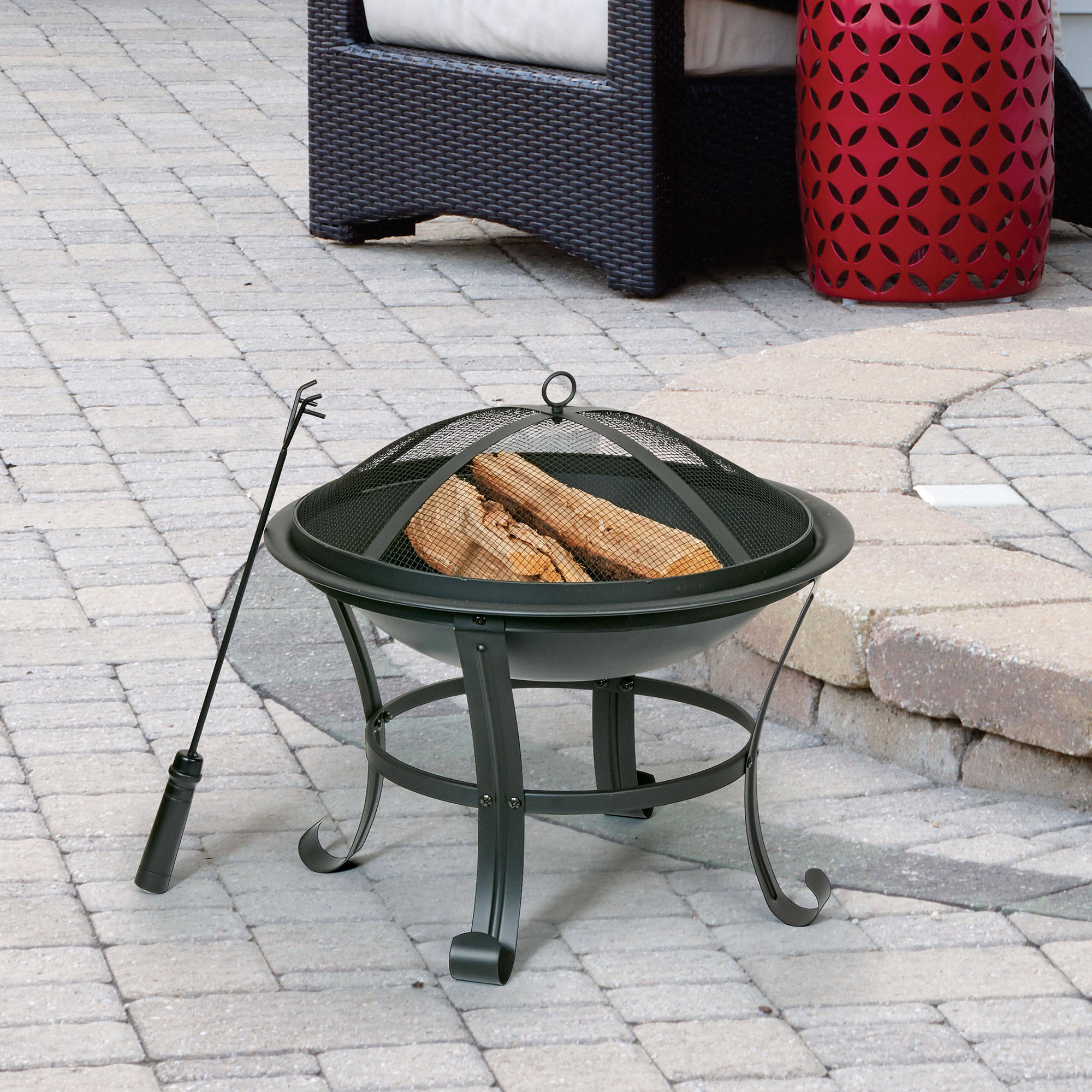 Qomotop 22 inch Steel Outdoor Fire Pit