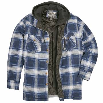 Casual Country Blue Plaid Quilt-Lined Hoodie