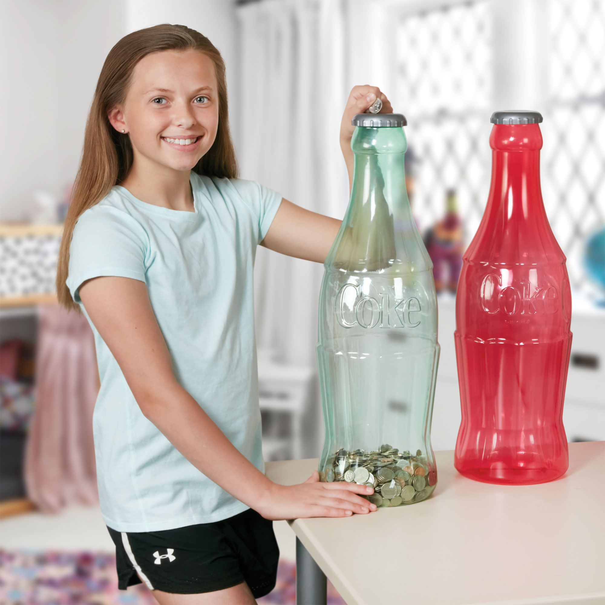 Coca-Cola Tinted Bottle Bank - 2 Pack