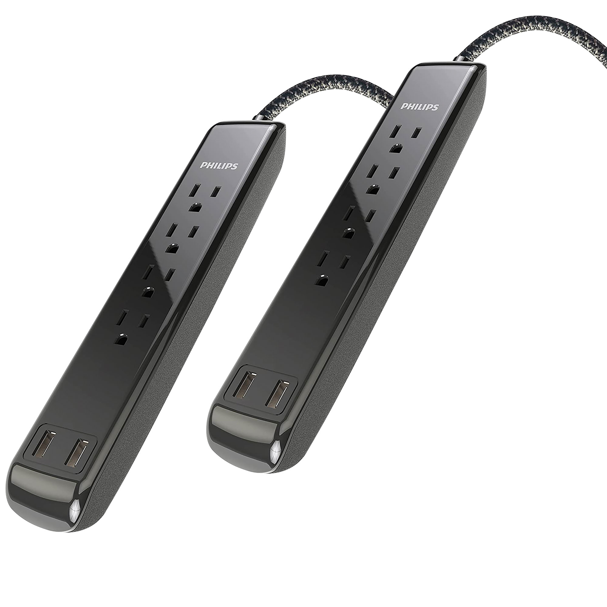 Philips Power Strip - 2 Pack Black