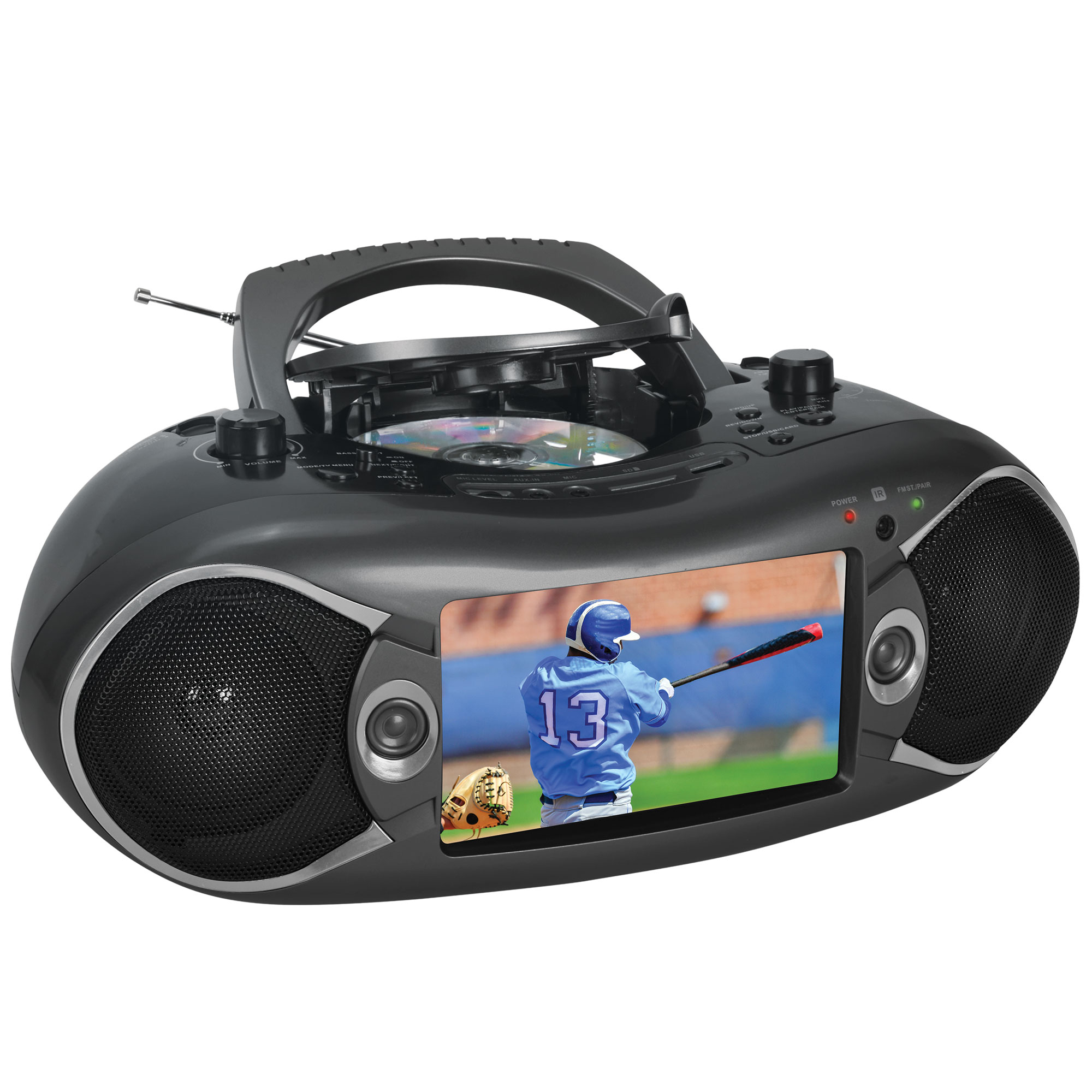 Naxa 7" Boombox with Built-in TV/DVD - Black