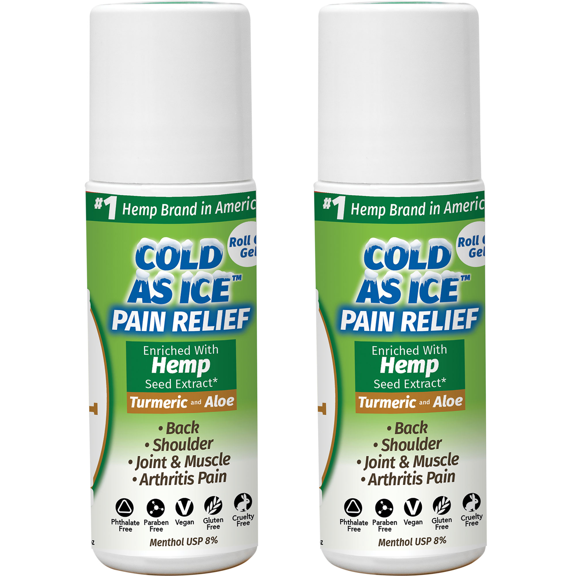 Hempvana Cold As Ice Pain Relief Roll-On Gel - 2 Pack