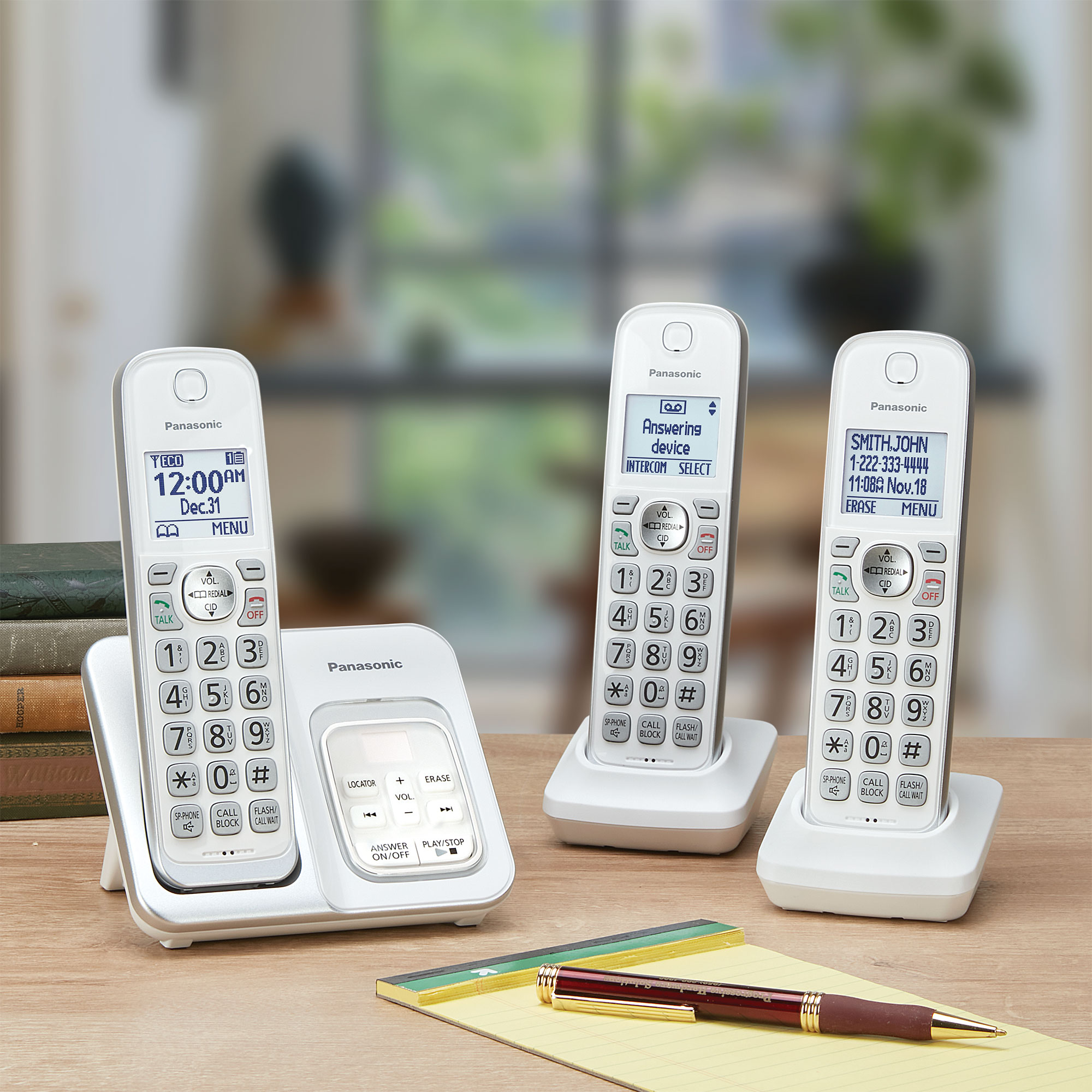 Panasonic White 3-Handset Cordless Phone System
