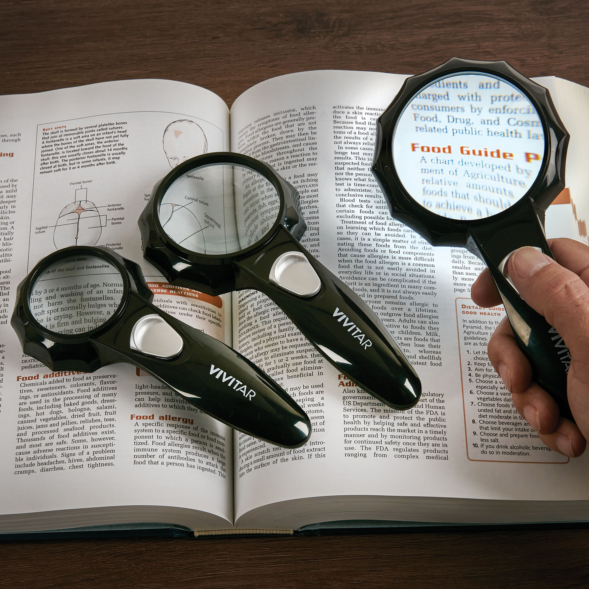 Vivitar 3-Piece LED Magnifier Set
