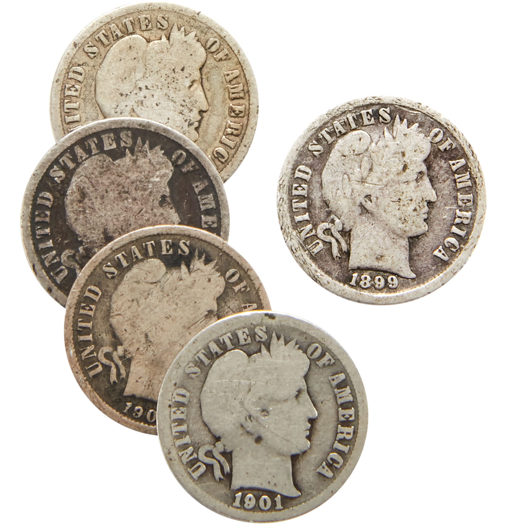 The Matthew Mint 5-Piece Barber Dime Set