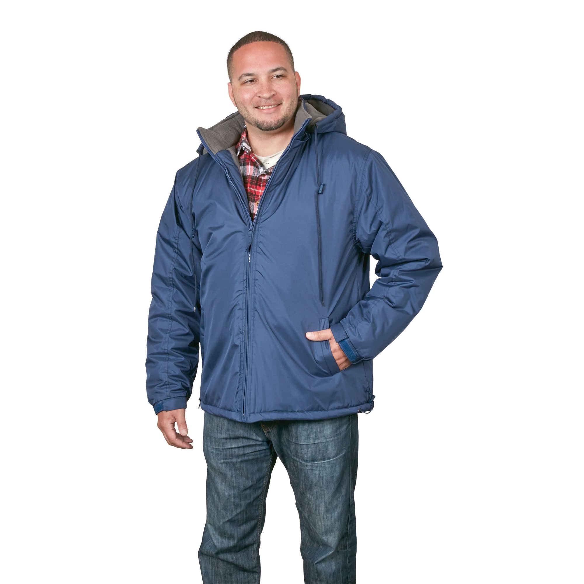 Navy Fleece Lined Hooded Jacket