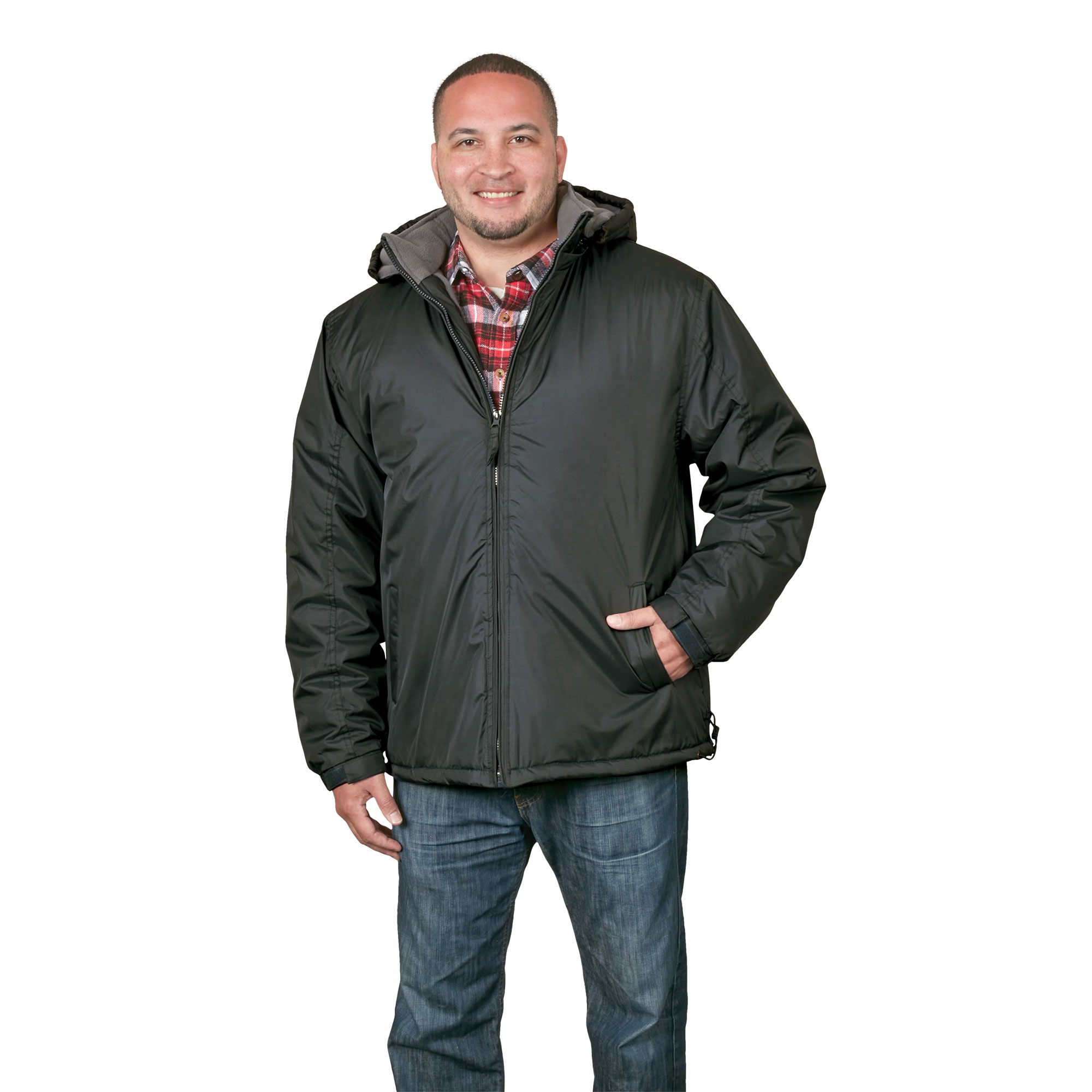 Black Fleece Lined Hooded Jacket