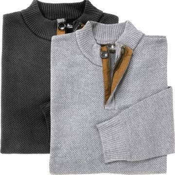 Whipper In Men's 1/4 Zip Sweater 2 Pack - Black/Grey
