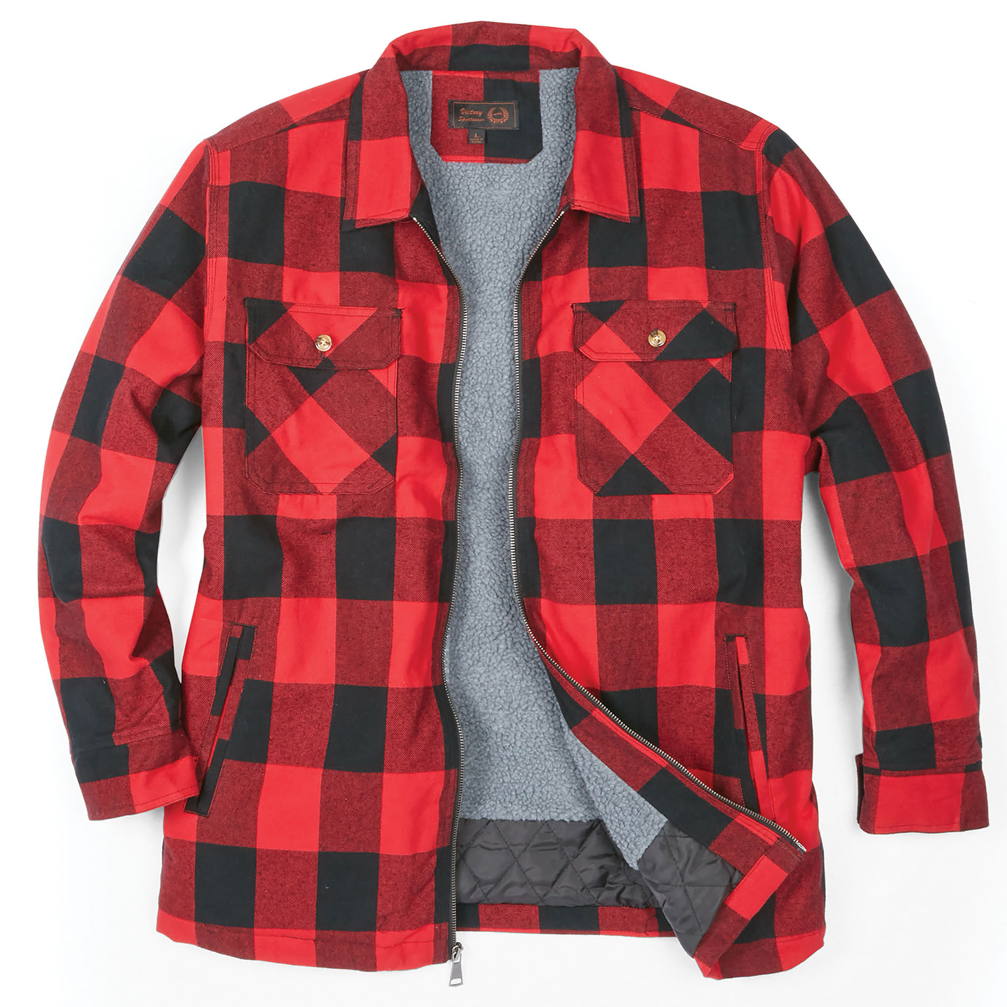 Victory Sportswear Men's Sherpa-Lined Red Flannel