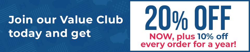 Join The Value Club and Save 20% NOW + 10% every day!