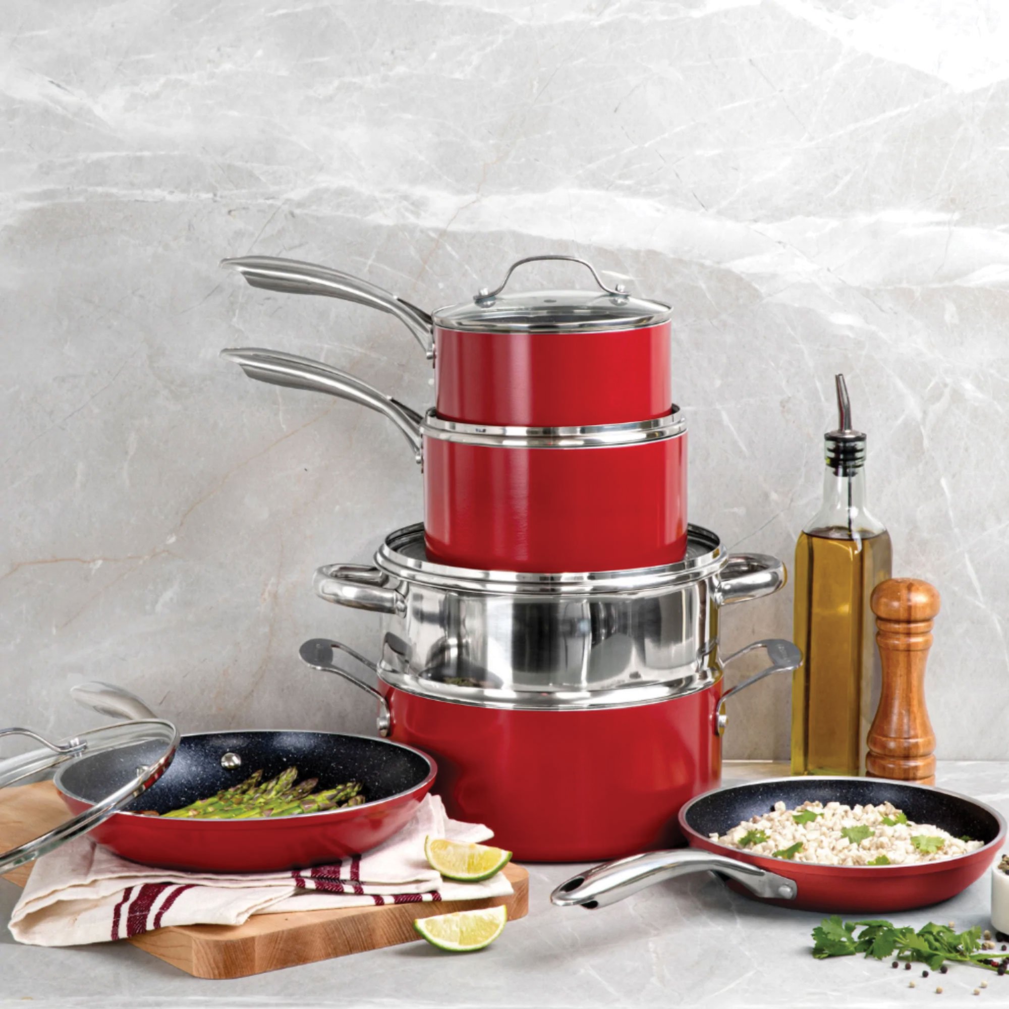 Granite Stone Red Cookware Set - Non-Stick Performance & Durability