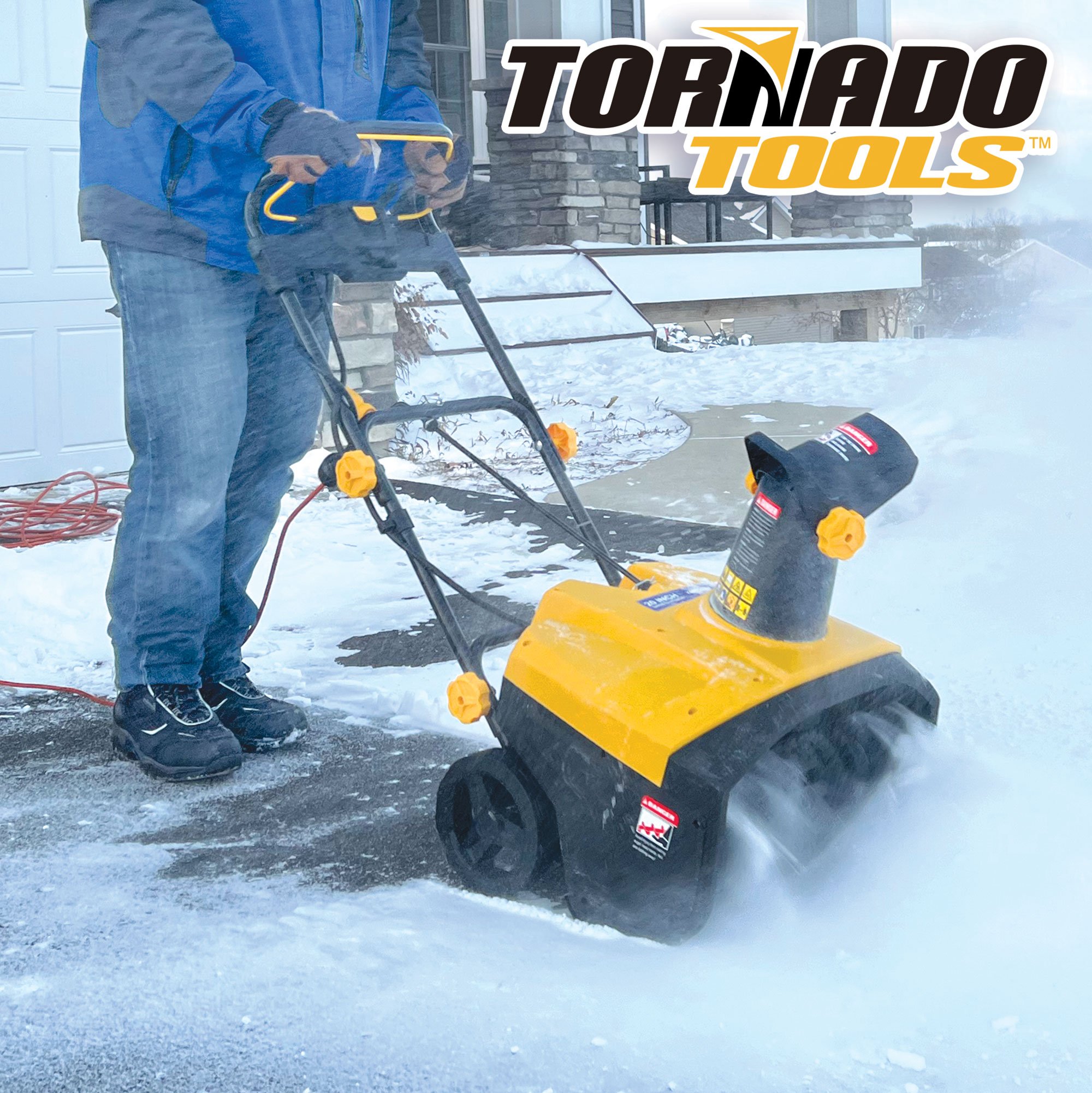 Throw Snow Up To 29' Without Gas - Tornado Tools Electric Snow Thrower
