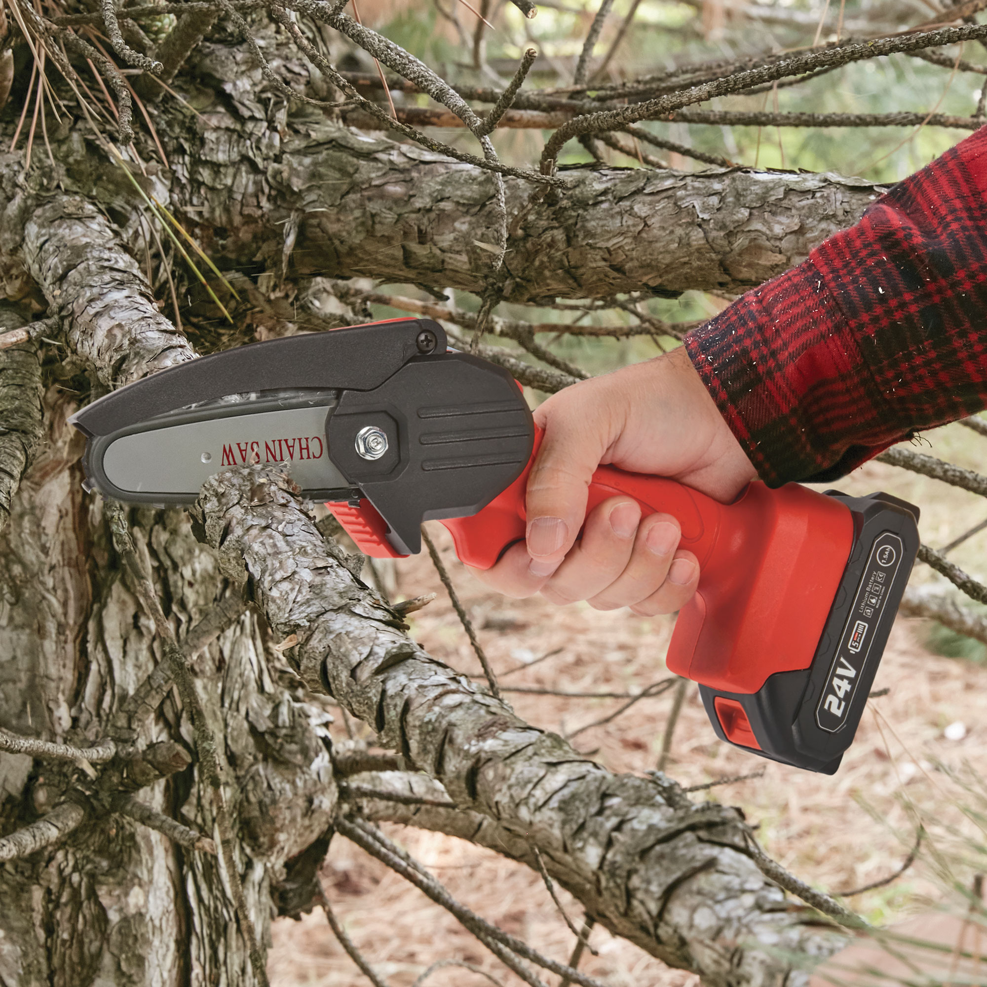 Red Mini 24V Chain Saw