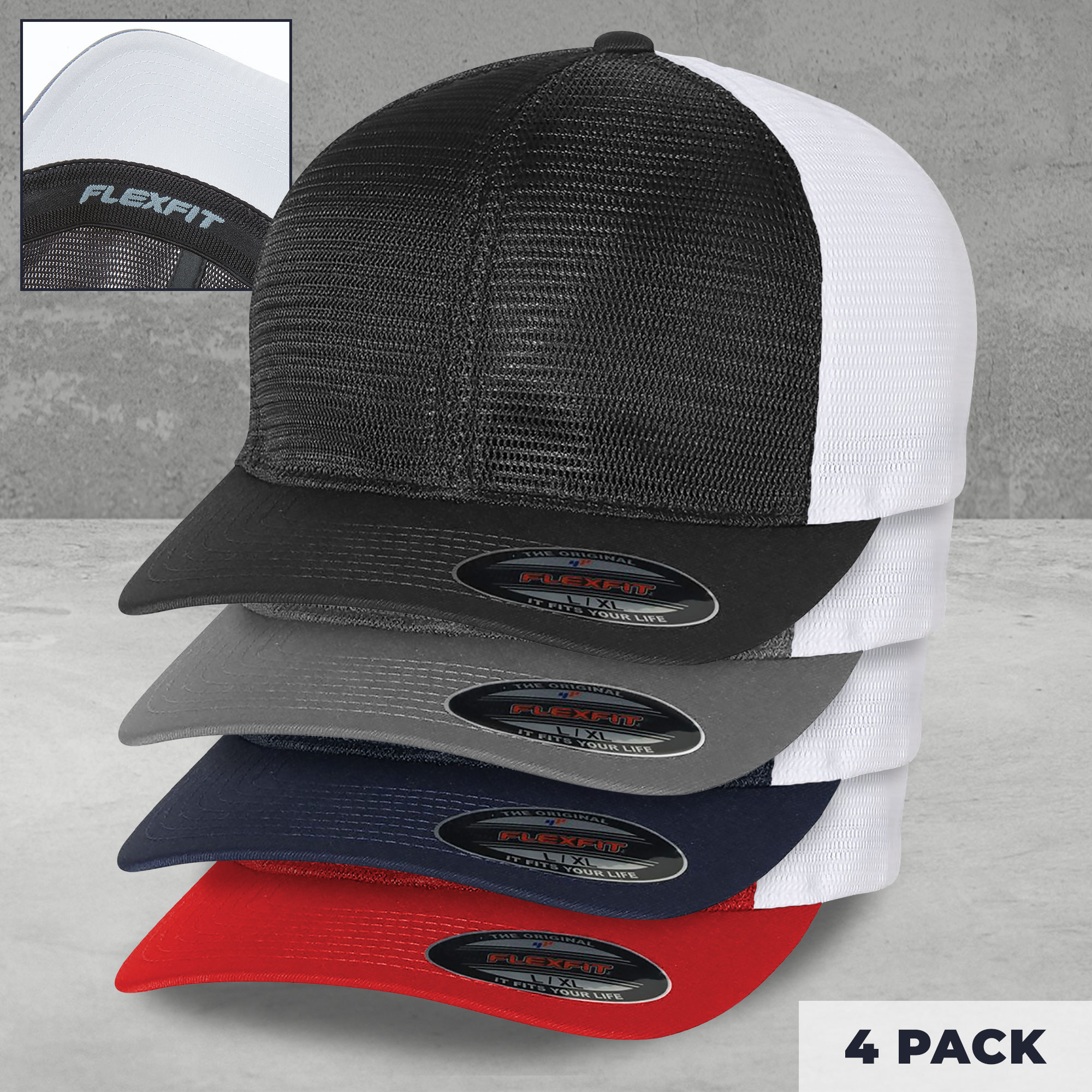 FlexFit 2-Tone Hat - 4 Pack Small/Medium
