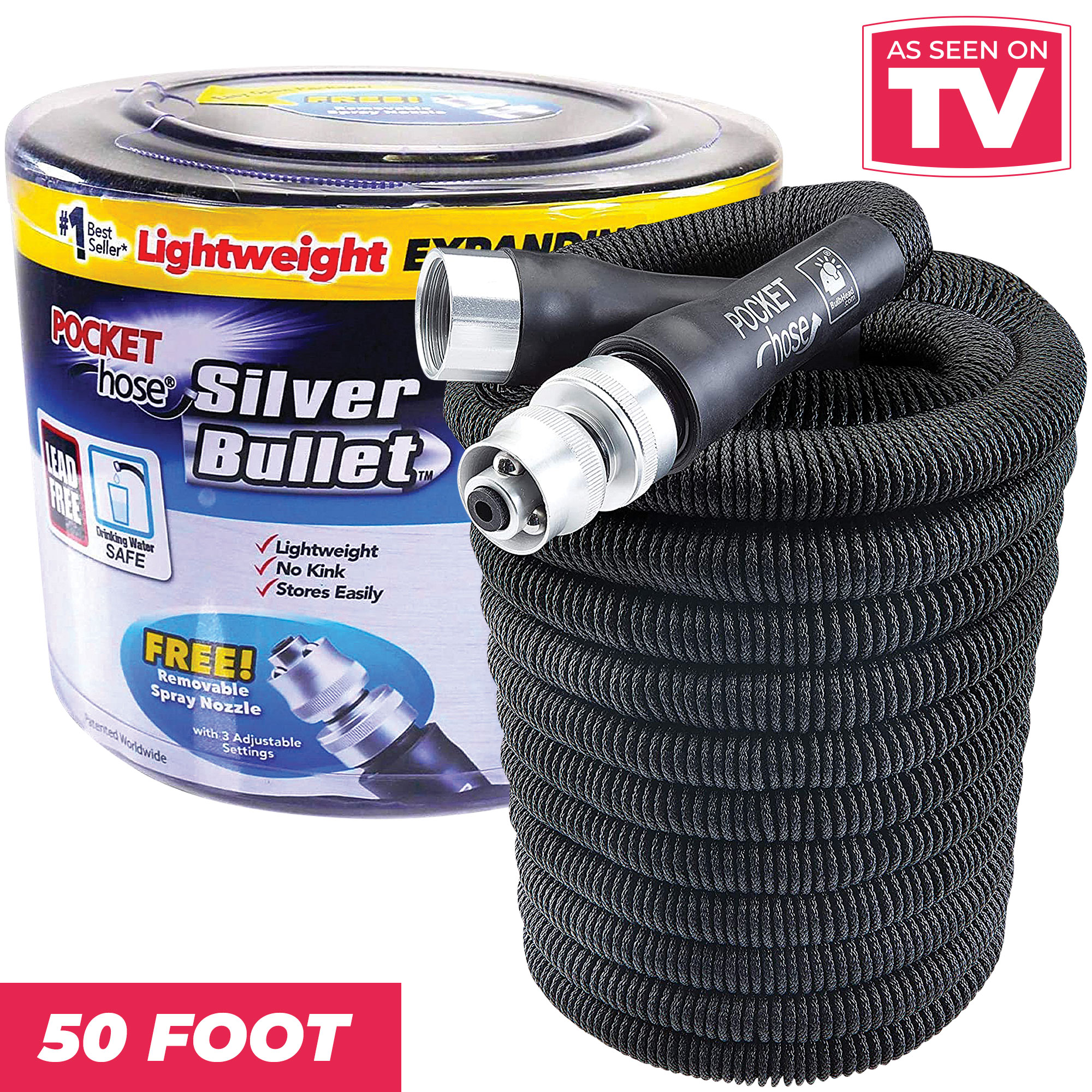 Silver Bullet Pocket Water Hose - 50 Foot