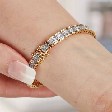 14K Gold-Plated Diamond Tennis Bracelet - 7 Inch