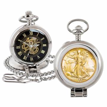 Walking Liberty Pocket Watch - Layered in 24K Gold!