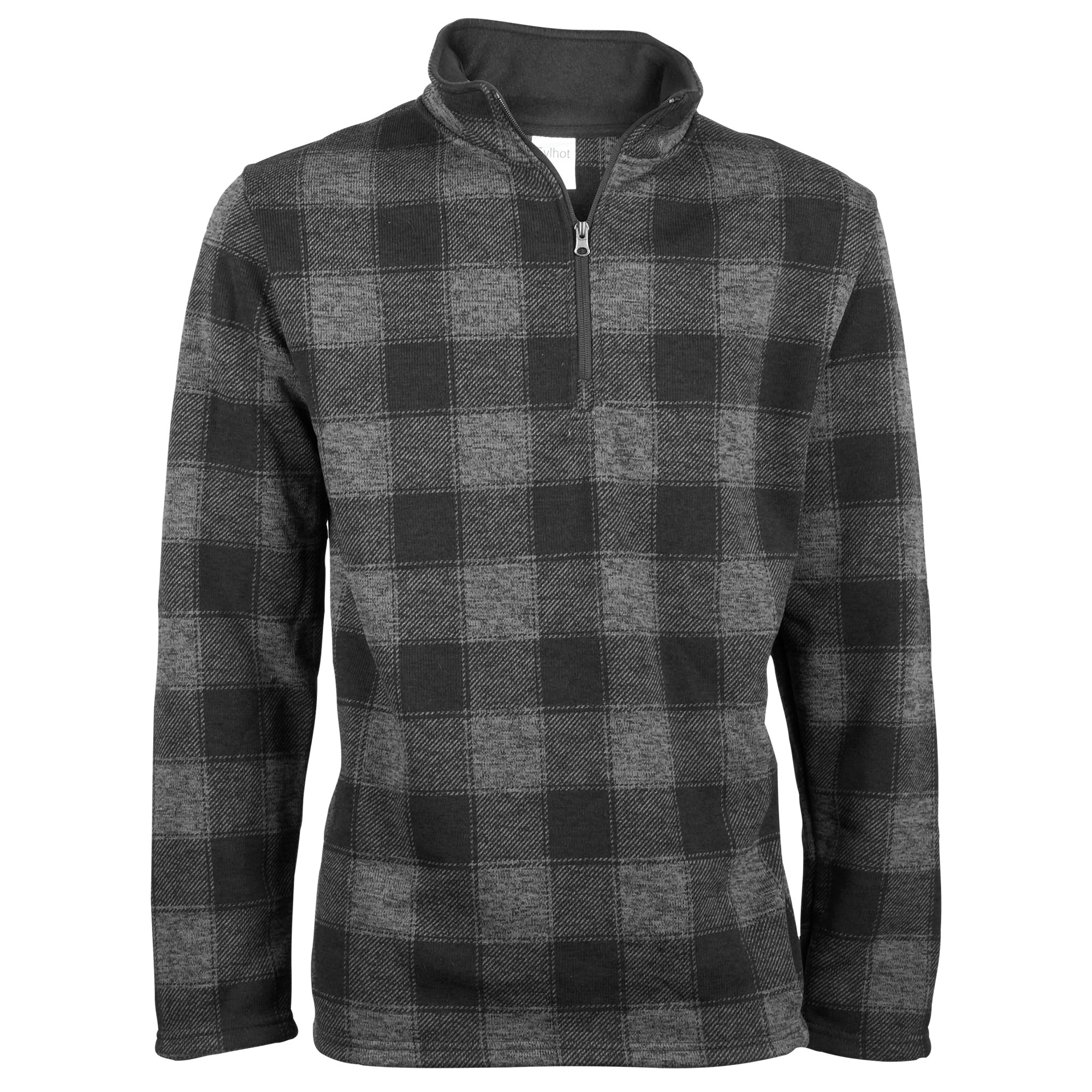 Victory Sportswear Men's Plaid Sweater Fleece - Charcoal