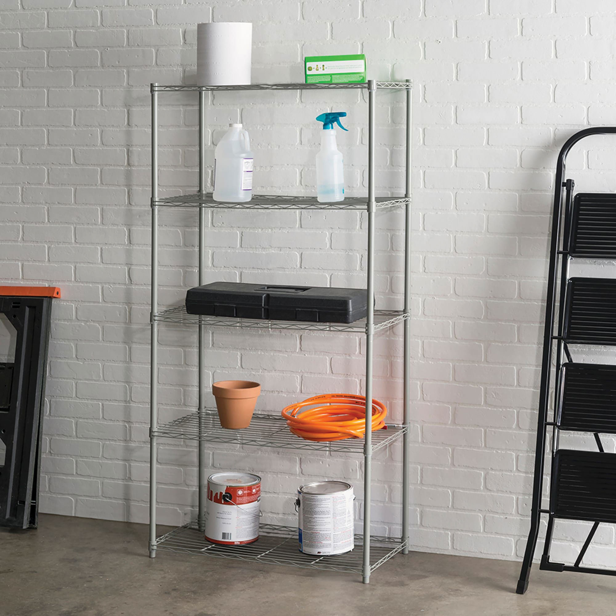 Home Basics 5-Tier Metal Shelving - Grey