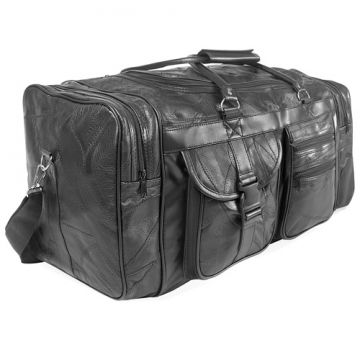 23 inch Vintage Genuine Leather Duffel Carry-On Bag - Black