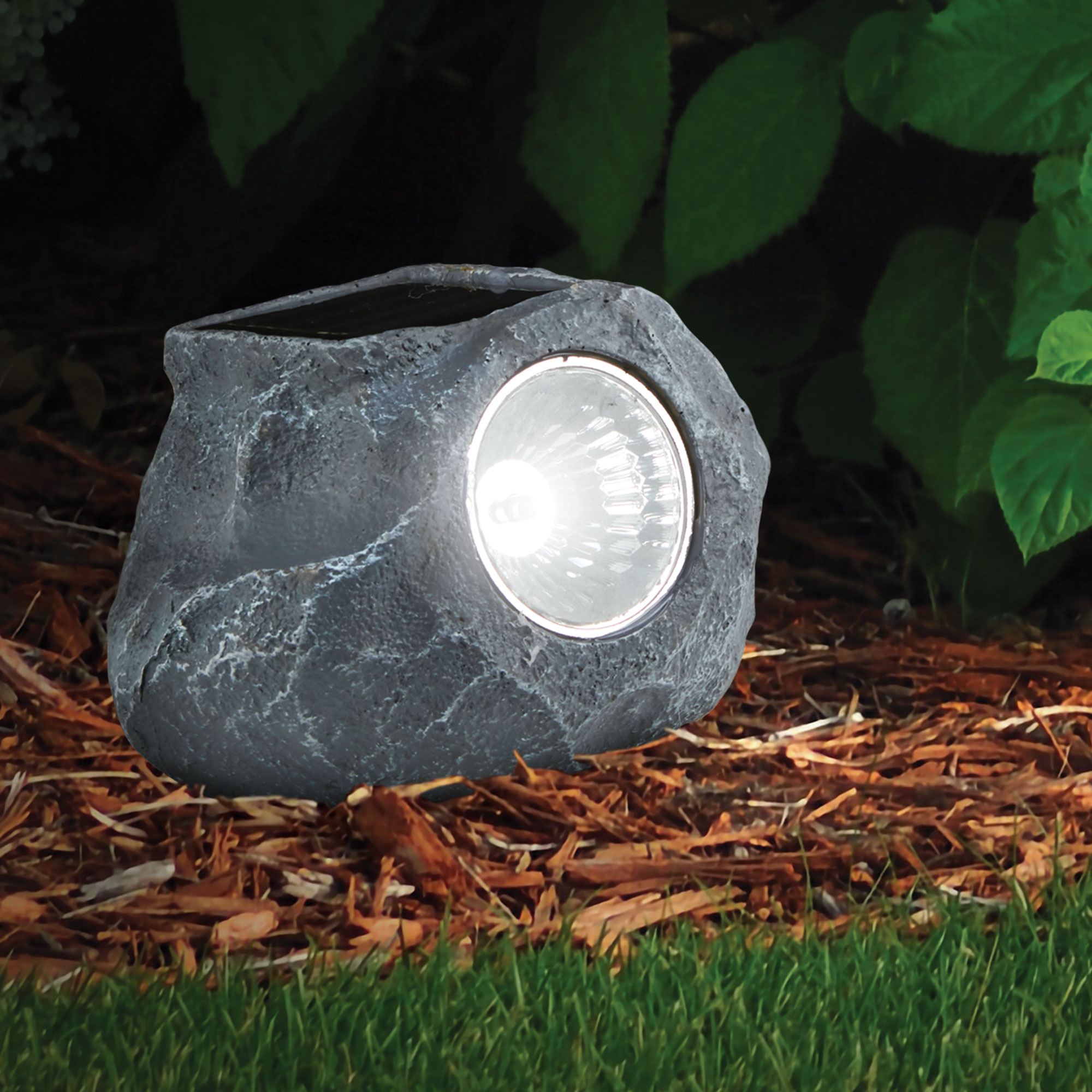 Solar LED Garden Rock Light - 2 Pack