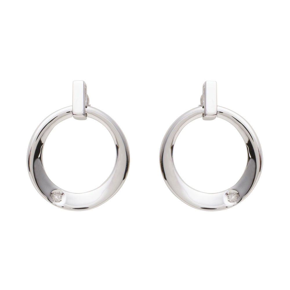 Sterling Silver/Diamond Contemporary Earrings