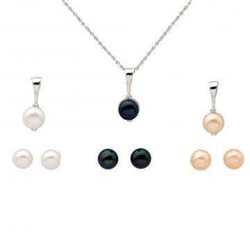 Women's Earring and Necklace - White/Black/Pink