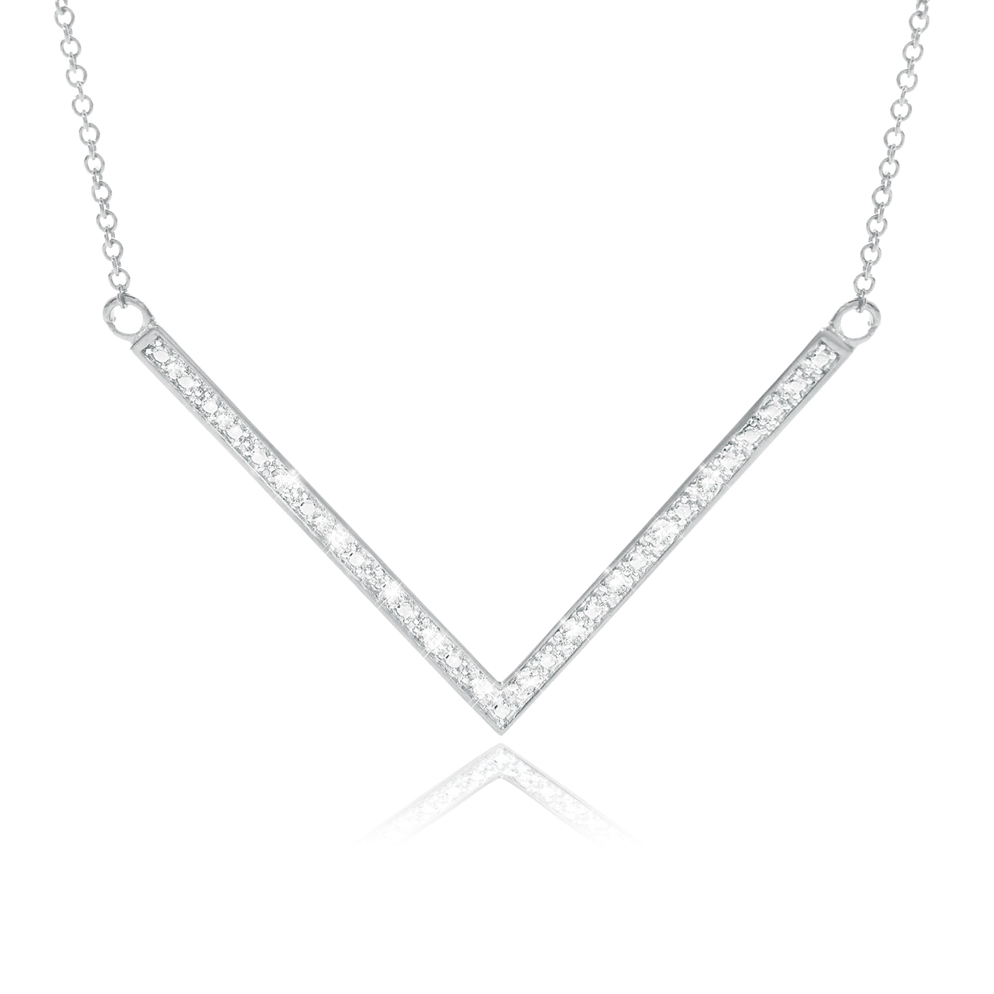 Jilco Silver Diamond V-Shaped Women's Necklace