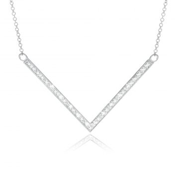 Jilco Silver Diamond V-Shaped Women's Necklace