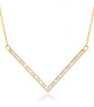 Jilco Gold Diamond V-Shaped Women's Necklace
