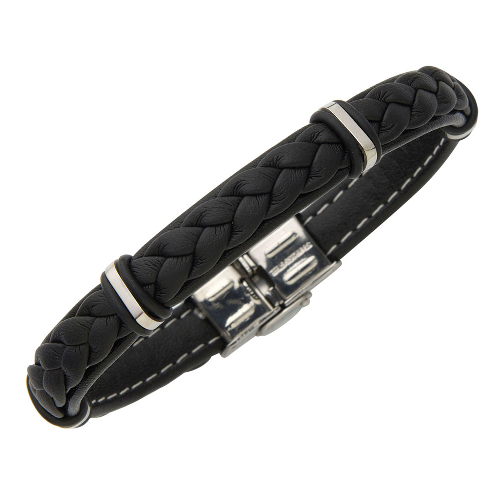 Jilco JB688 Men's Black Leather Bracelet