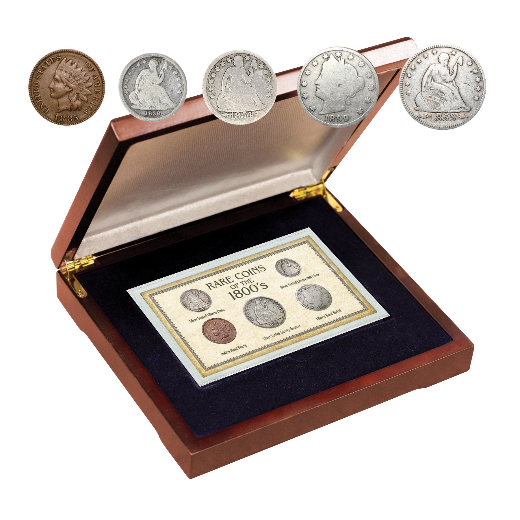  American Coin Treasures 1800's Rare Penny and Nickel Genuine  United States Coin Collection in Sonically Sealed Acrylic : Collectibles &  Fine Art