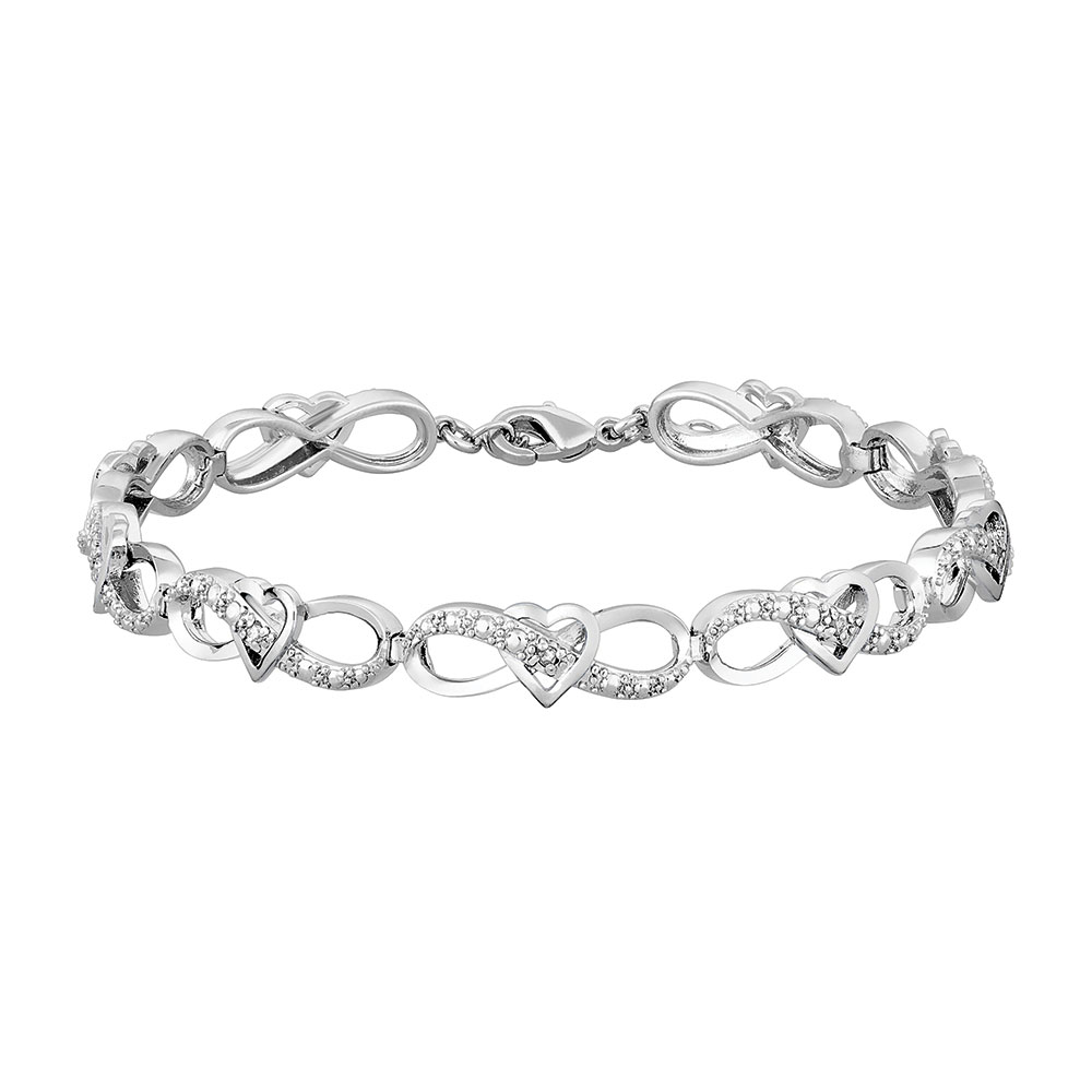 Diamond Heart Infinity Link Bracelet