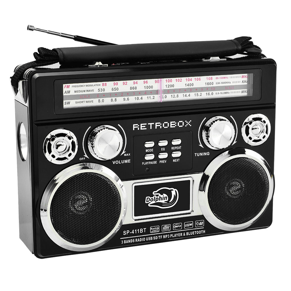 Dolphin Retrobox Portable Radio - Black