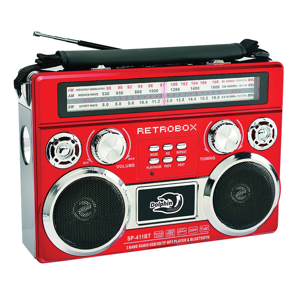 Dolphin Retrobox Portable Radio - Red