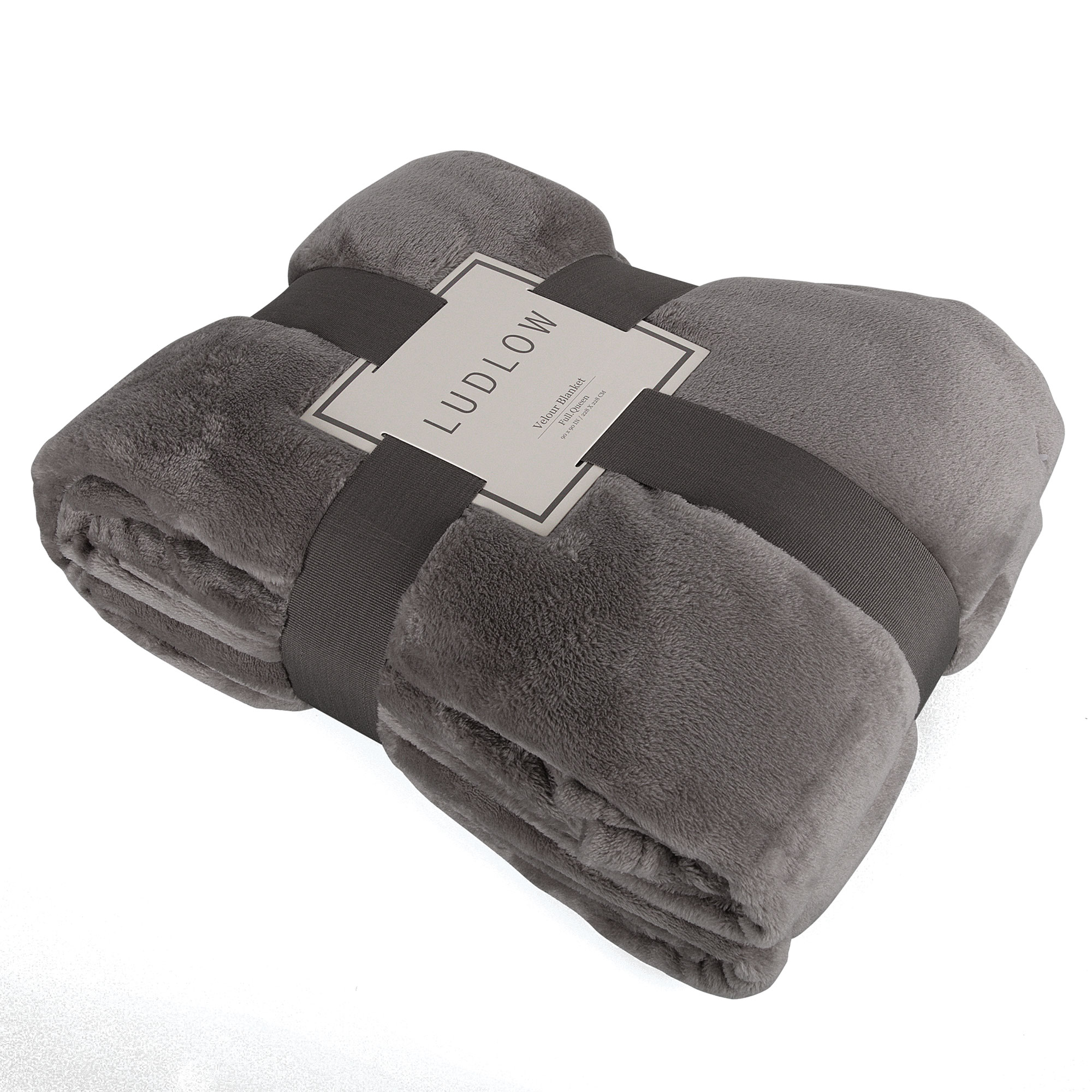 Luxurious Charcoal Polyester Velour Blanket - King Size