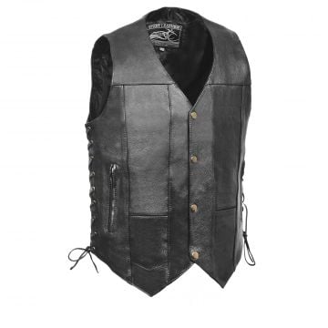 Men's 10-Pocket Leather Motorcycle Vest