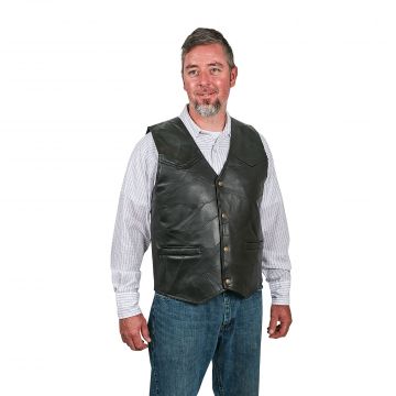 M. Collection Black Patch Leather Vest