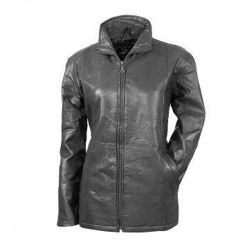 Women's Patch Pewter Leather Jacket