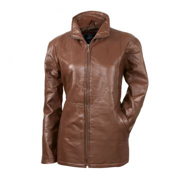Women's Patch Chestnut Leather Jacket