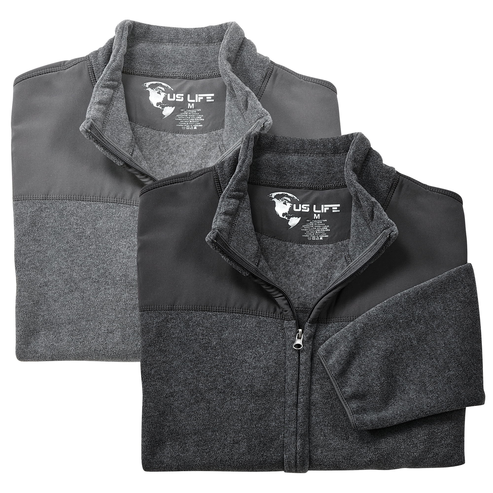 U.S. Life Polar Fleece Jacket - 2 Pack Large